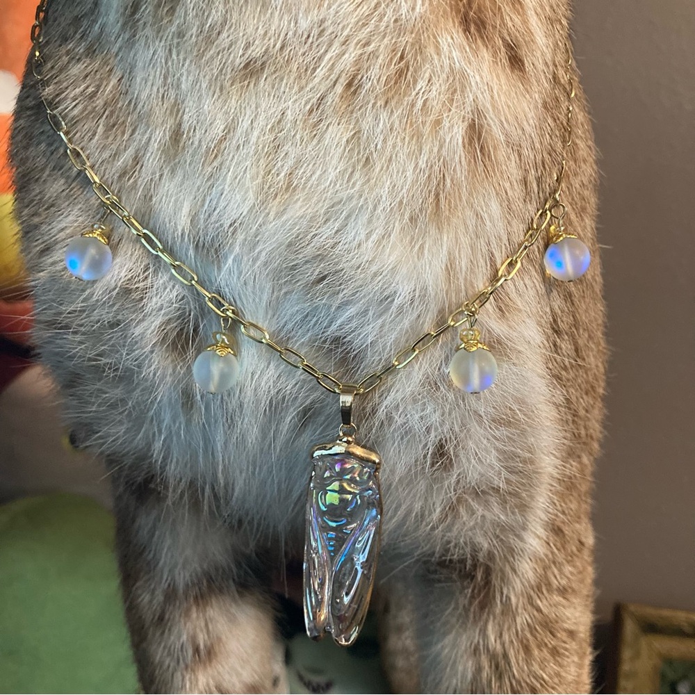 whimsy cicada gold necklace